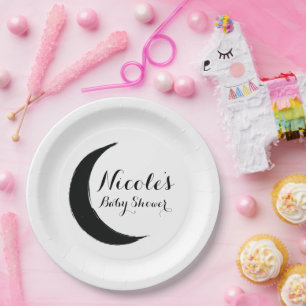 Black Crescent Dark Moon Astrology Zodiac Party  Paper Plate