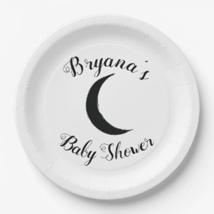 Black Crescent Dark Moon Astrology Zodiac Party Paper Plate