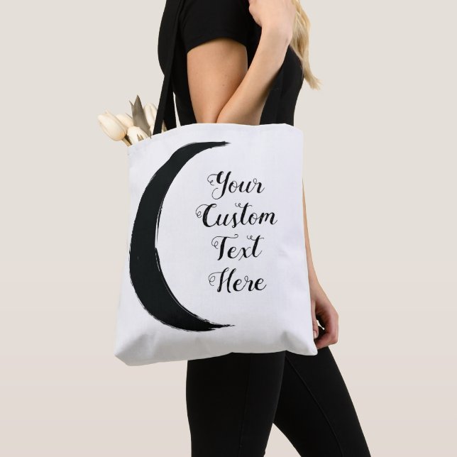 Black Crescent Magic Dark Moon Astrology  Tote Bag (Close Up)