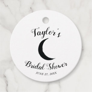 Black Crescent Moon Astrology Bridal Shower Favour Tags