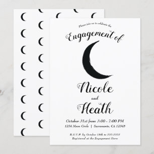 Black Crescent Moon Astrology Zodiac Engagement   Invitation