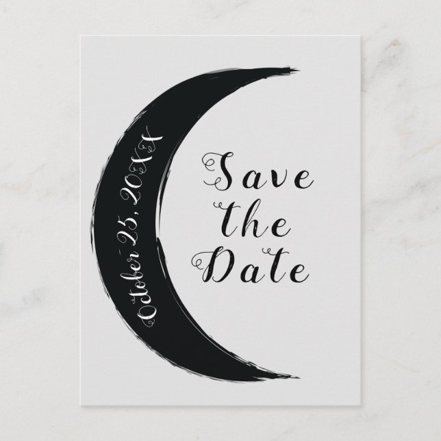 Black Crescent Moon Astrology Zodiac Save the Date Announcement Postcard (Front)