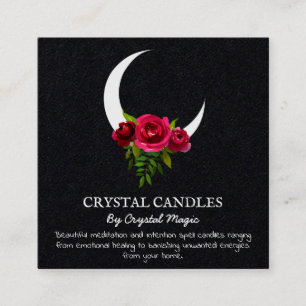 Black Crescent Moon Crystal Candle Intention Spell Square Business Card