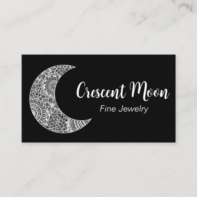Black Crescent Moon Jewellery Maker Business Card (Front)