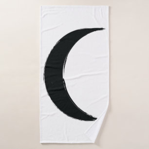 Black Crescent Waning Magic Dark Moon Astrology  Bath Towel Set