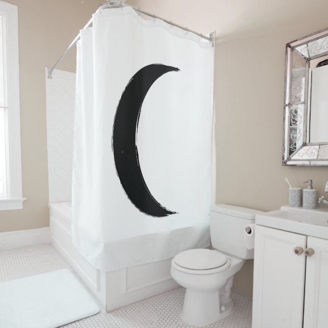 Black Crescent Waning Magic Dark Moon Astrology  Shower Curtain (In Situ)