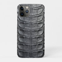 Black Crocodile Alligator Faux Leather Print