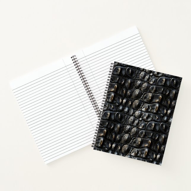 Black Crocodile Leather Notebook (Inside)