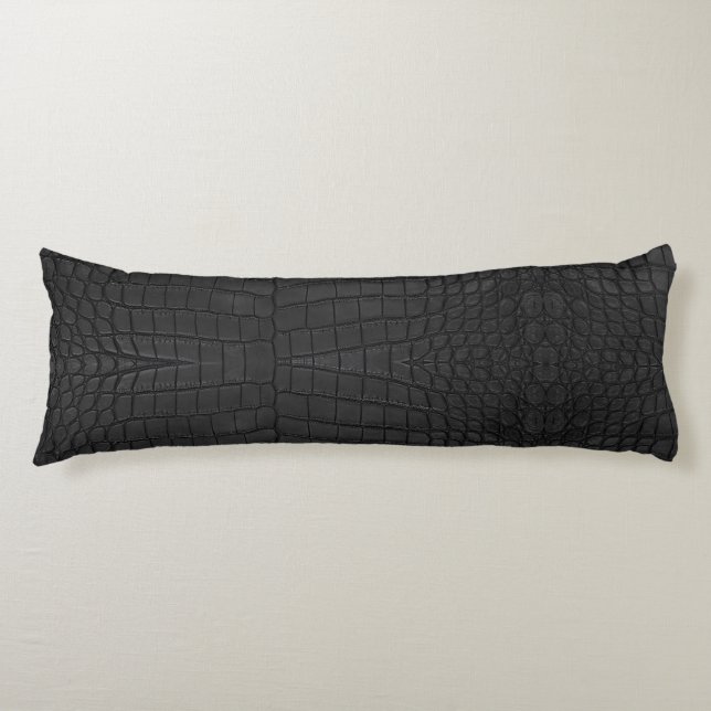 Black Crocodile Leather Print Body Cushion (Front)