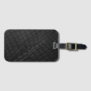 Black Crocodile leather print, Luggage Tag