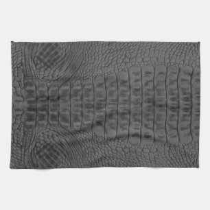  Black Crocodile Leather Print Tea Towel