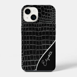 Black Crocodile Personalised iPhone 14 Case
