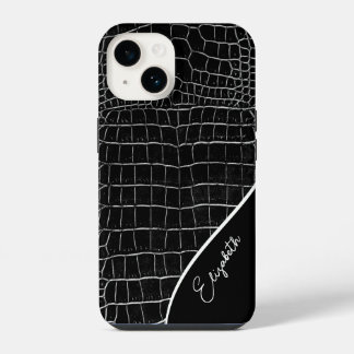 Black Crocodile Personalised iPhone 14 Case