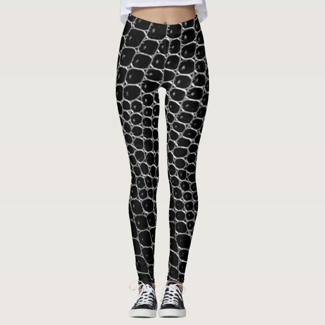 Black Crocodile Print Leggings (Front)