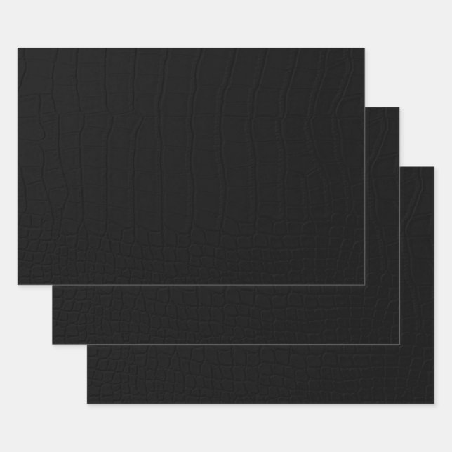 Black Crocodile Skin Print Wrapping Paper Sheet (Set)
