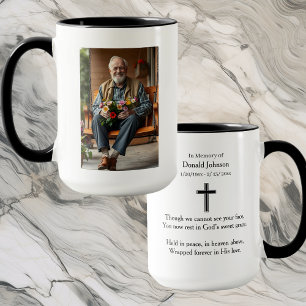 Black Cross and Poem Photo Memorial Mug