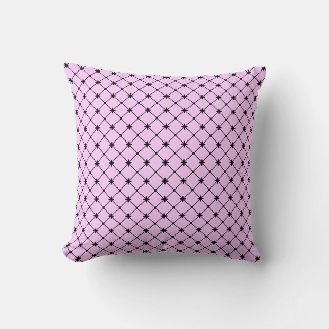 Black Cross Pattern on Pink Throw Pillow (Front)