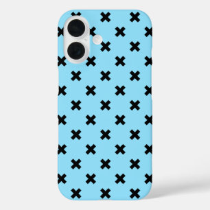 Black cross stitches on baby blue iPhone 16 case