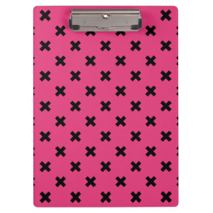 Black cross stitches on fuchsia clipboard