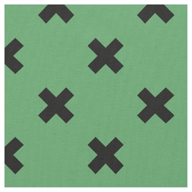 Black cross stitches on green fabric (Close Up)