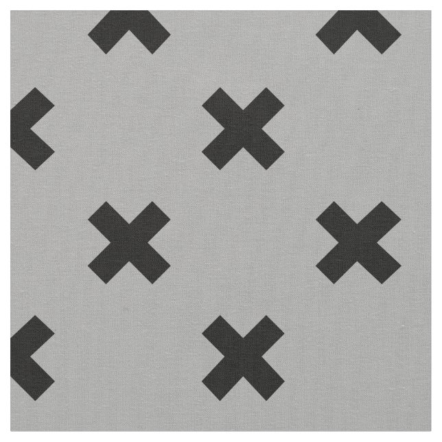Black cross stitches on grey fabric (Close Up)