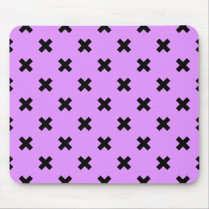Black cross stitches on lilac mouse mat