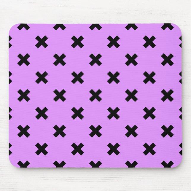 Black cross stitches on lilac mouse mat (Front)