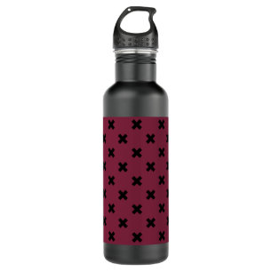 Black cross stitches on mulberry 710 ml water bottle