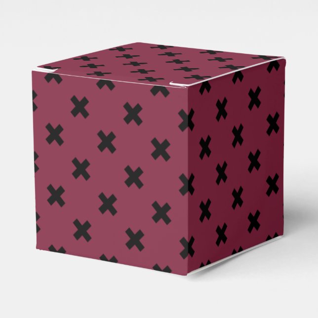 Black cross stitches on mulberry favour box (Front Side)
