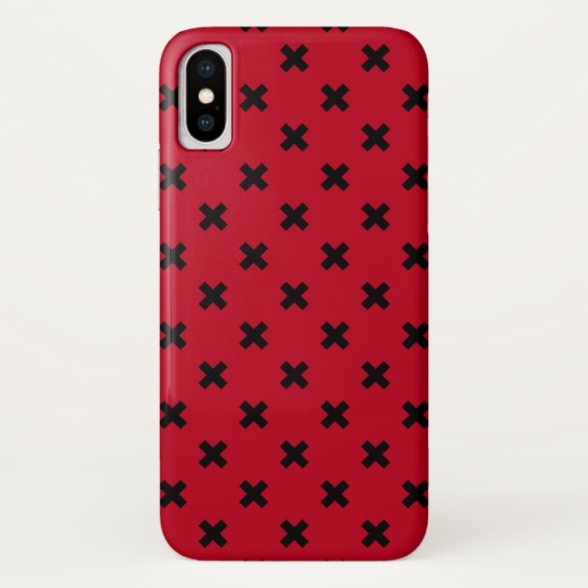 Black cross stitches on red Case-Mate iPhone case (Back)