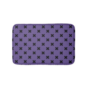 Black cross stitches on ultra violet bath mat