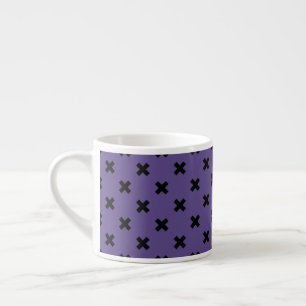 Black cross stitches on ultra violet espresso cup