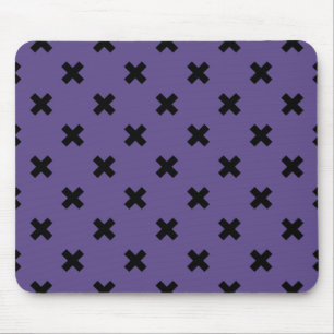 Black cross stitches on ultra violet mouse mat