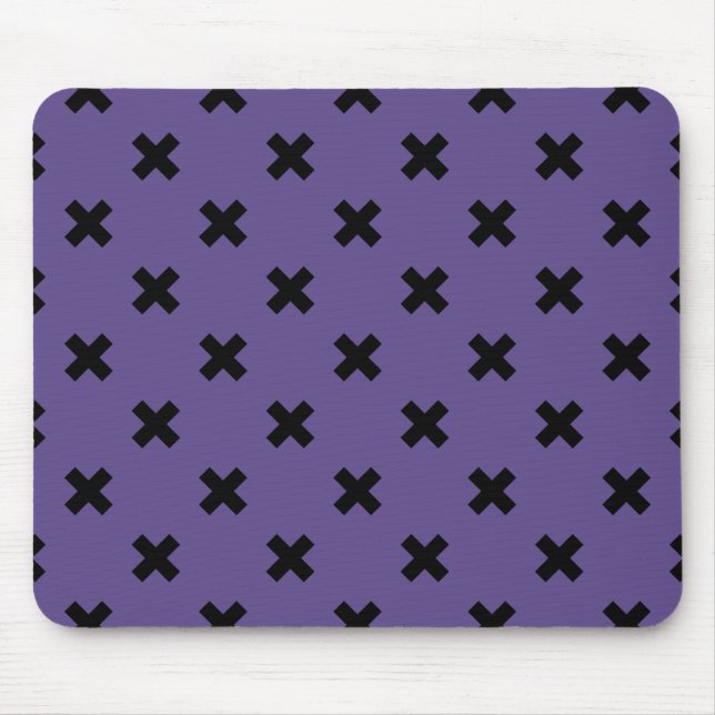 Black cross stitches on ultra violet mouse mat (Front)