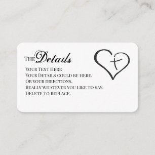 Black Crossed Heart Religious Details Card