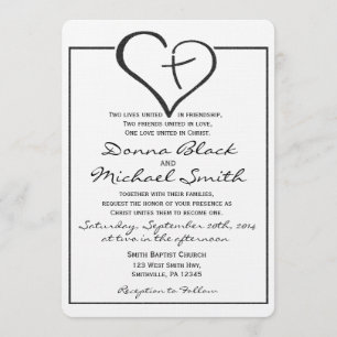 Black Crossed Heart Wedding Invitation