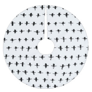 Black Crosses Hand Drawn Geometrical Brushed Polyester Tree Skirt