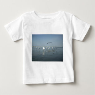Black Crow and White Cranes: A Contrast in Nature Baby T-Shirt