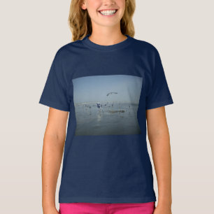 Black Crow and White Cranes: A Contrast in Nature T-Shirt