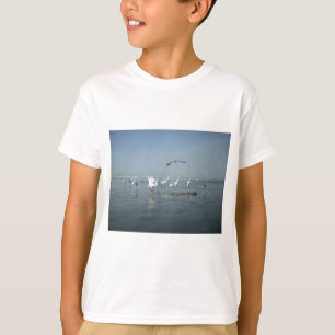 Black Crow and White Cranes: A Contrast in Nature T-Shirt