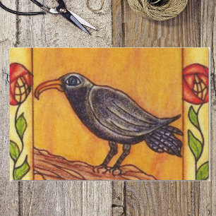 Black Crow Art Deco Roses Folk Art Tissue Paper