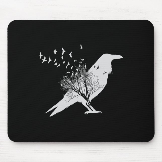 Black Crow Bird  Mouse Mat (Front)