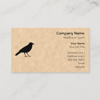 Black Crow Bird on a Parchment Pattern. Business Card