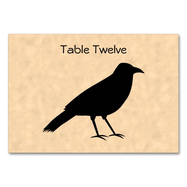 Black Crow Bird on a Parchment Pattern. Table Number (Front)