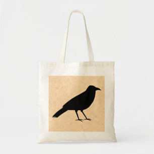 Black Crow Bird on a Parchment Pattern. Tote Bag