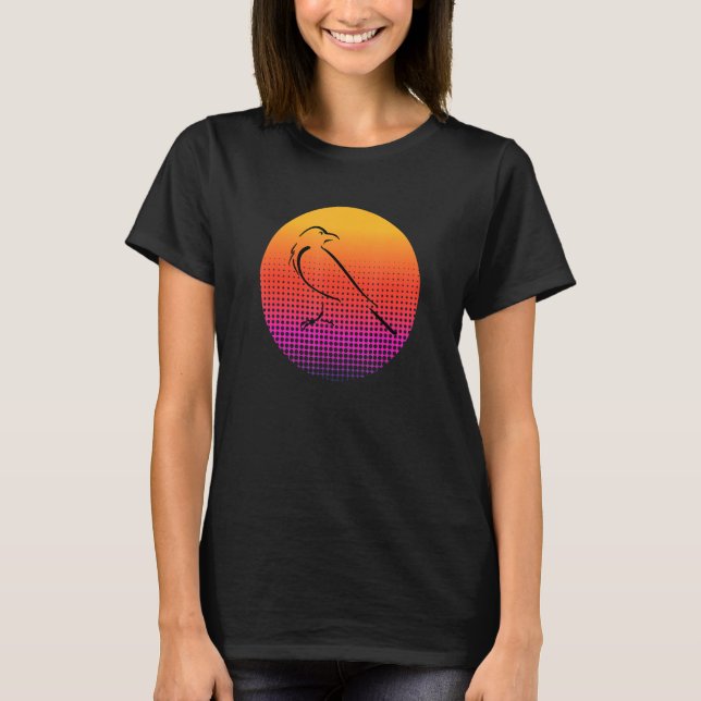 Black Crow Bird Silhouette at Sunset Wildlife Natu T-Shirt (Front)