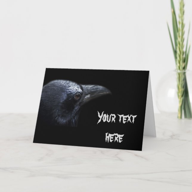 Black Crow, Black Background Greeting Card (Front)