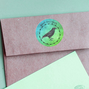 Black Crow Circle Black Barbed Wire Blue Green Classic Round Sticker