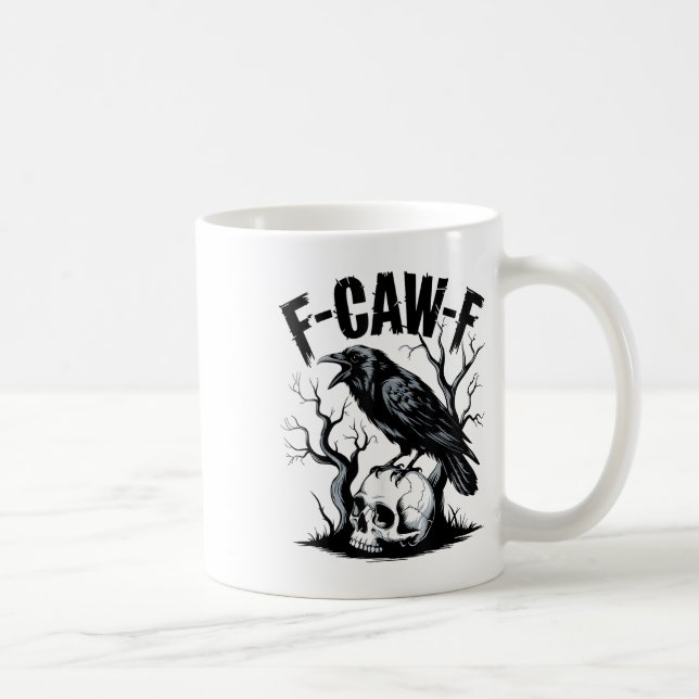 Black Crow, F-caw-f Funny Black Bird  Coffee Mug (Right)