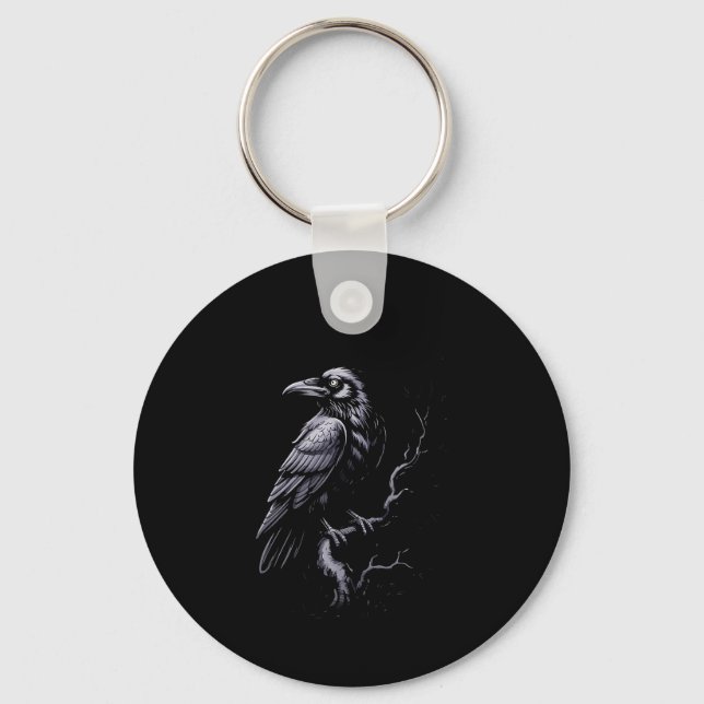 Black Crow, F-caw-f Funny Black Bird  Key Ring (Front)